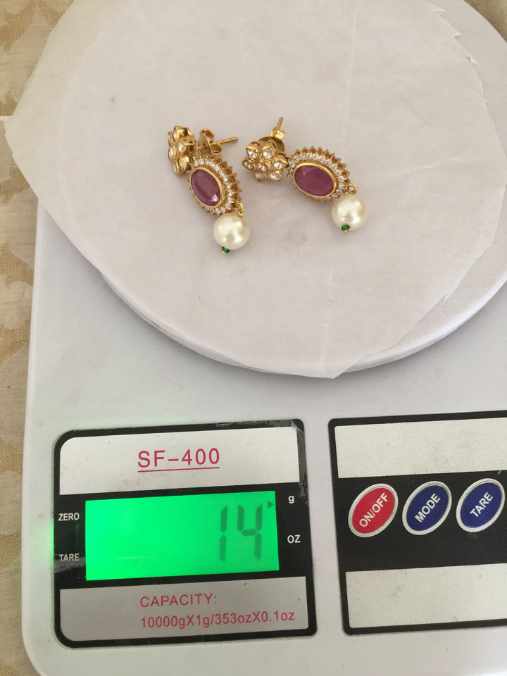 Pure 925 Moissanite Polki Silver Choker Necklace with Earrings