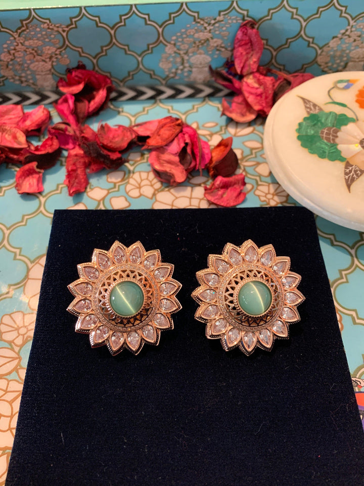 Sea Green Statement Studs - SHIVKA