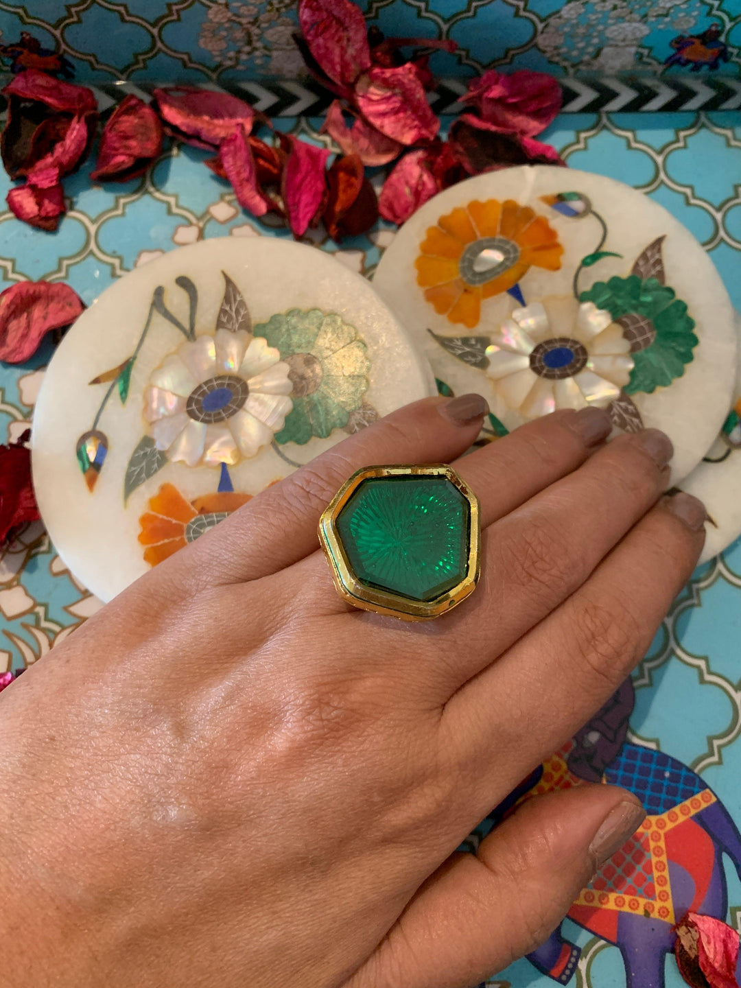 Green Stone Ring - SHIVKA