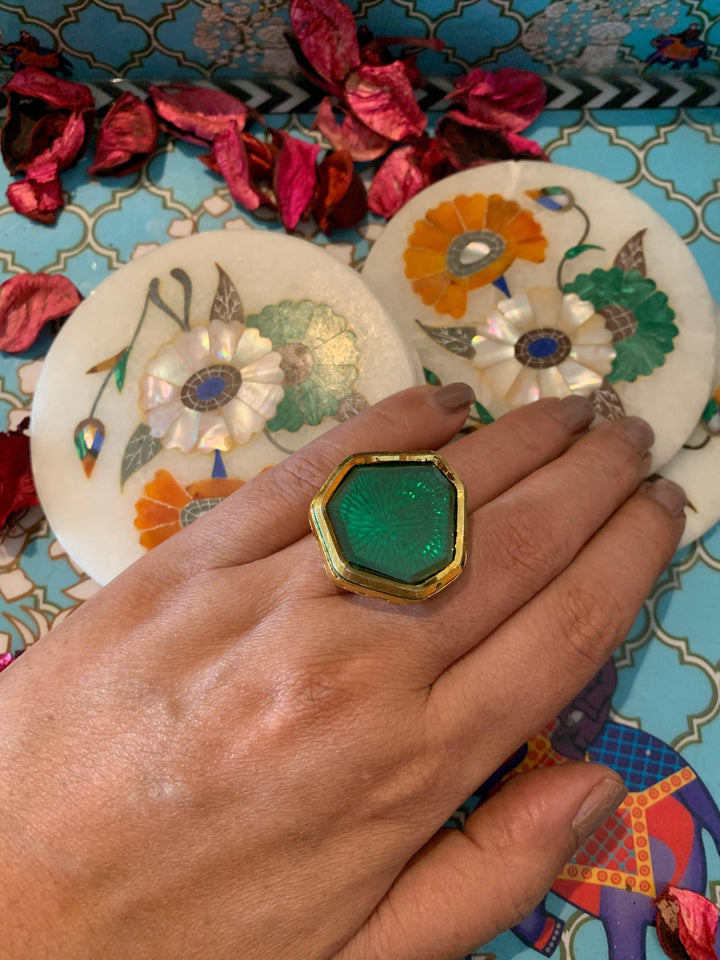 Green Stone Ring - SHIVKA
