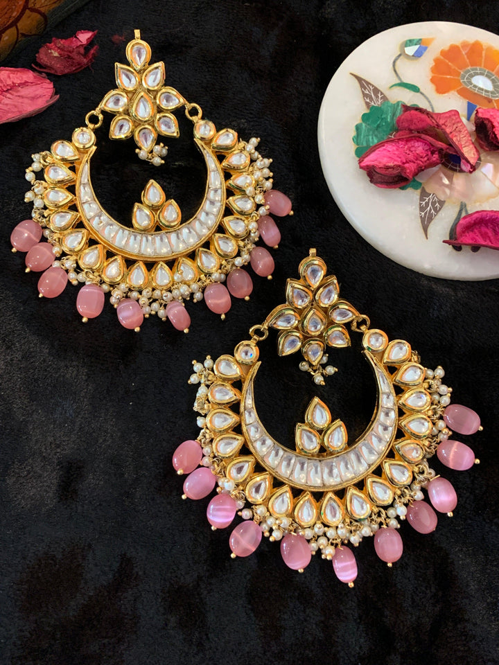 Pink Kundan Chandbaalis - SHIVKA