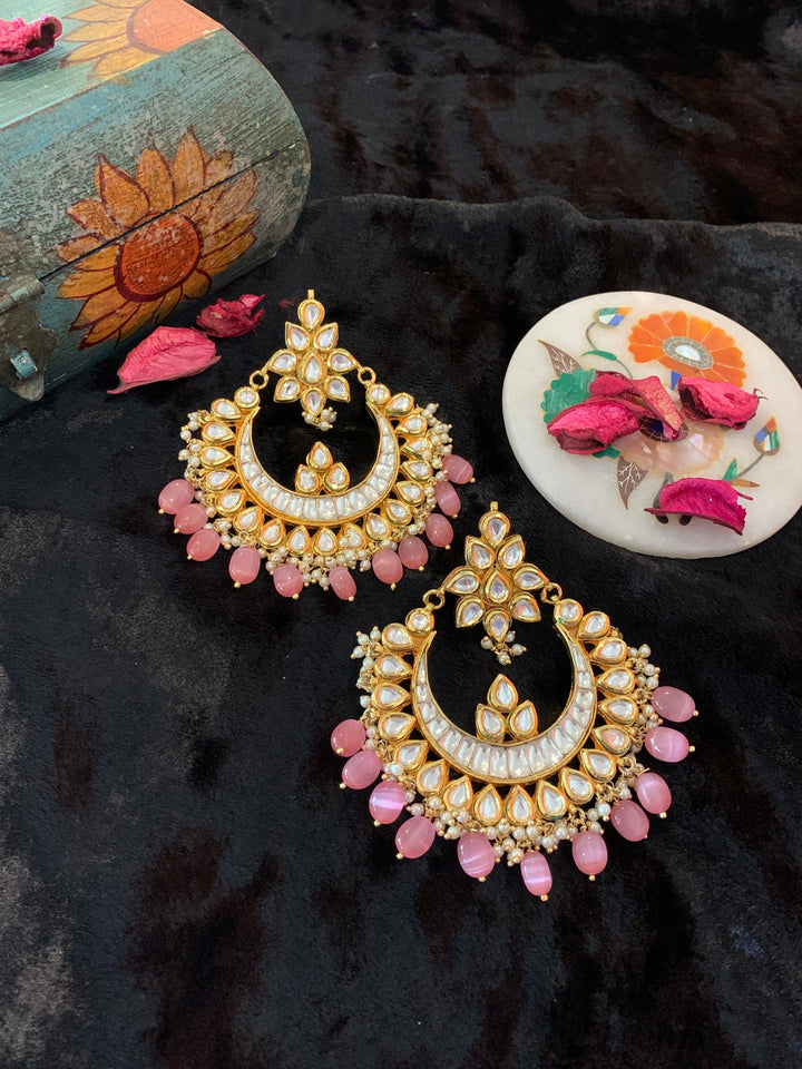 Pink Kundan Chandbaalis - SHIVKA