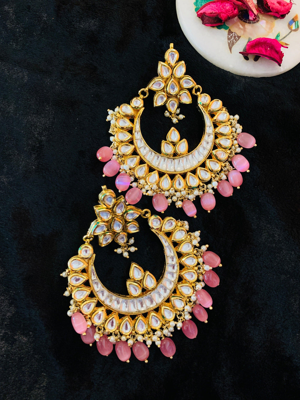 Pink Kundan Chandbaalis - SHIVKA