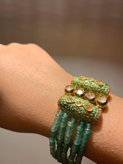 Royal Green Kundan Bracelet - SHIVKA