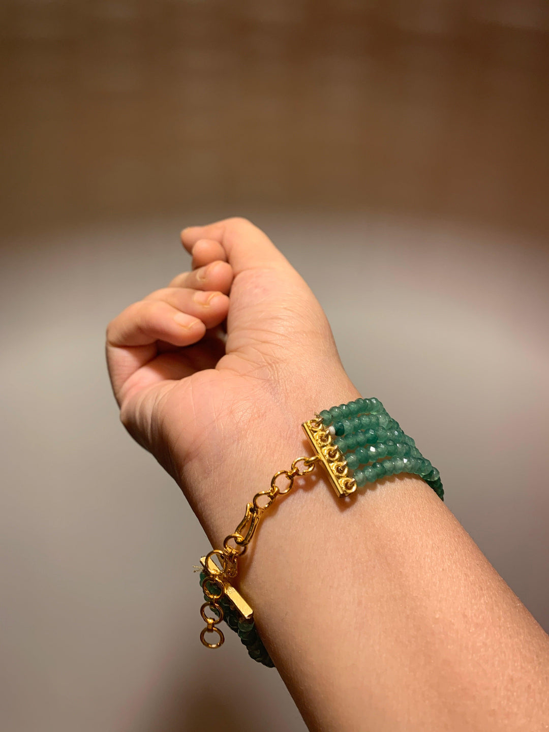 Royal Green Kundan Bracelet - SHIVKA