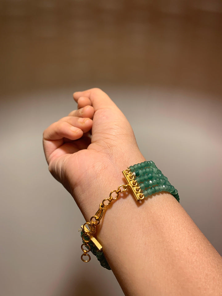 Royal Green Kundan Bracelet - SHIVKA