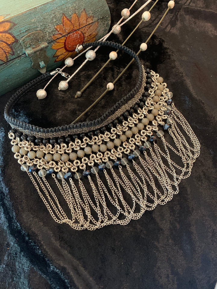 Gypsy Black and Silver Choker Necklace - SHIVKA