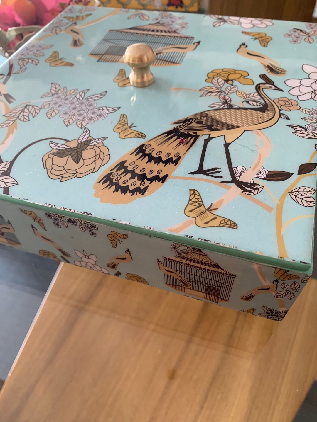 Bird Cage Enamelled Box with Lid