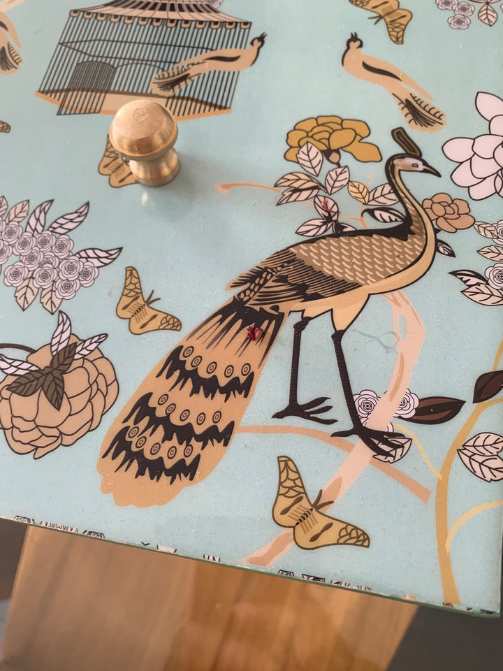 Bird Cage Enamelled Box with Lid