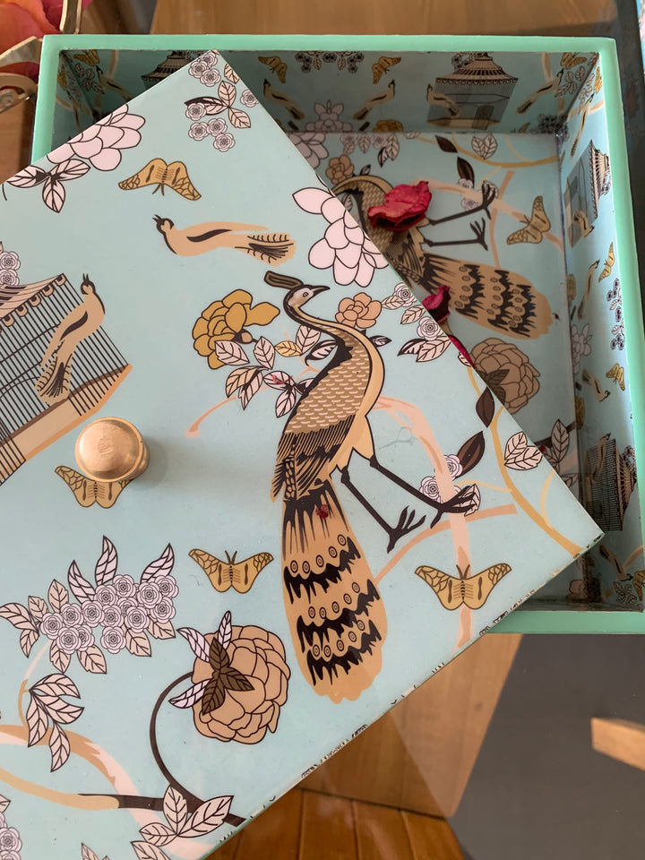 Bird Cage Enamelled Box with Lid