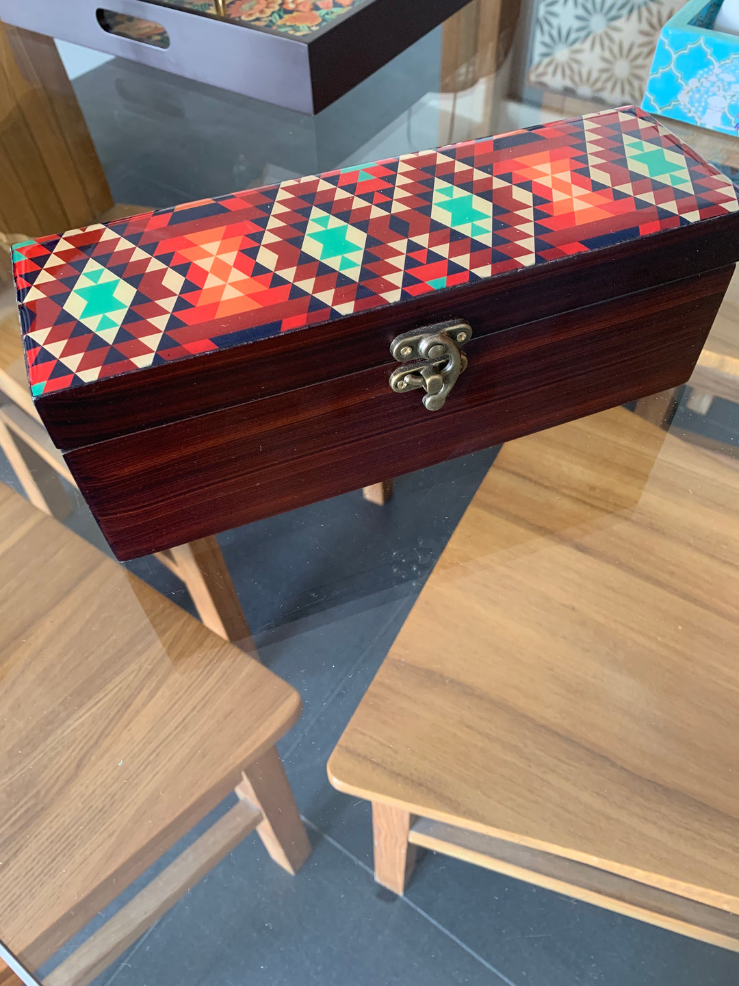 Abstract Maze Wooden Teabox