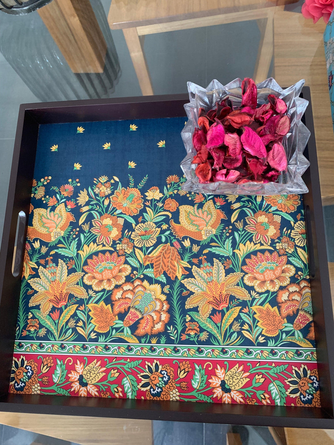 Floral Wooden Tray - SHIVKA