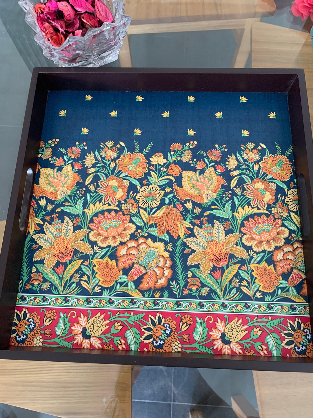 Floral Wooden Tray - SHIVKA