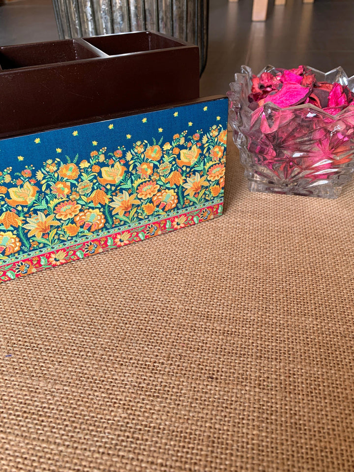 Floral Wooden Cutlery and Napkin Holder - SHIVKA