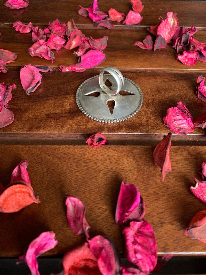 Firoza Oversized Pure 925 Silver Ring - SHIVKA