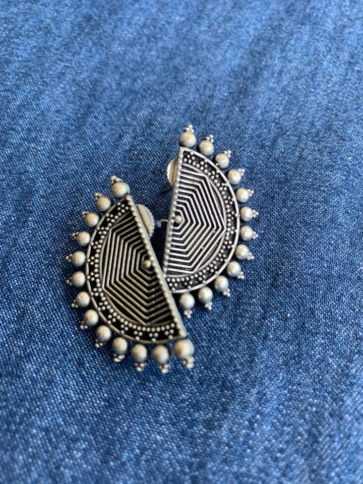 Semi Circle Crescent Stud Earrings - SHIVKA