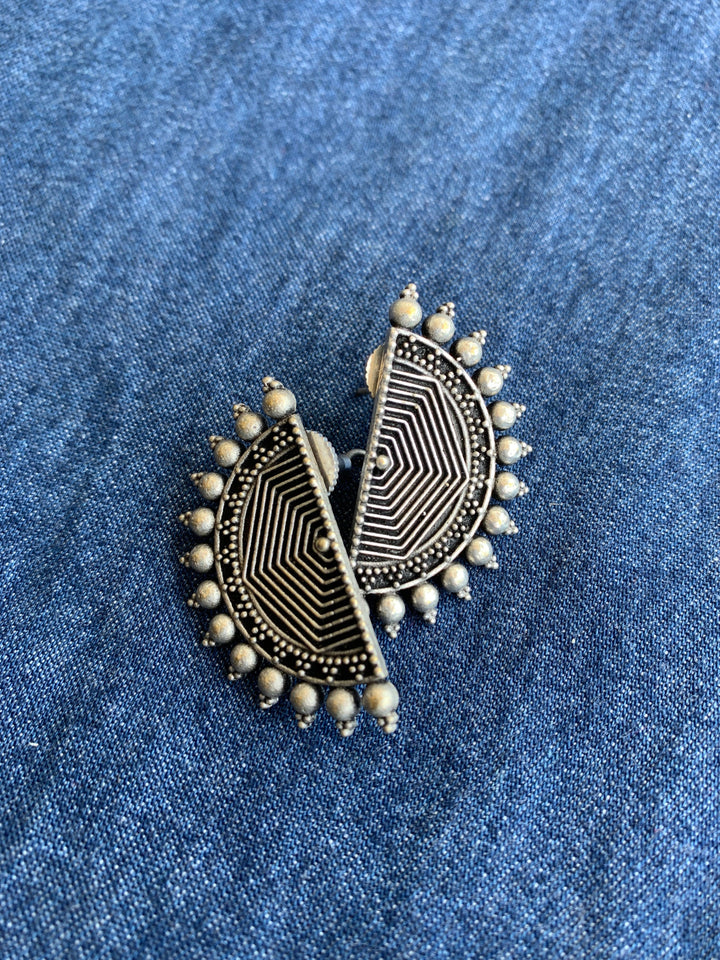 Semi Circle Crescent Stud Earrings - SHIVKA