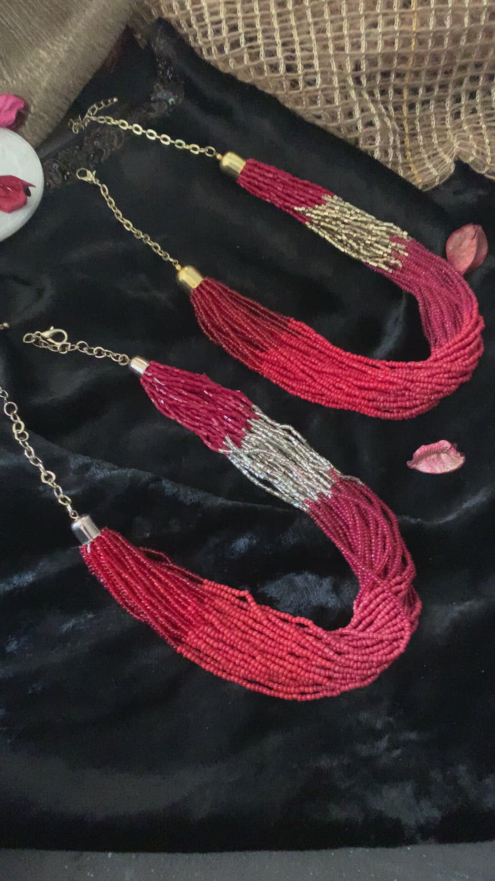 Statement Red Beaded Necklace