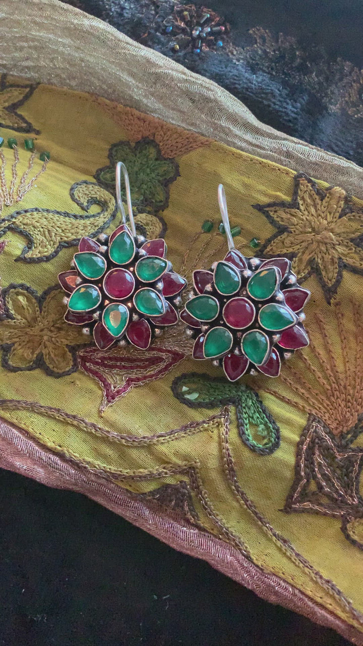 Multicoloured Double Layered Stone Earrings