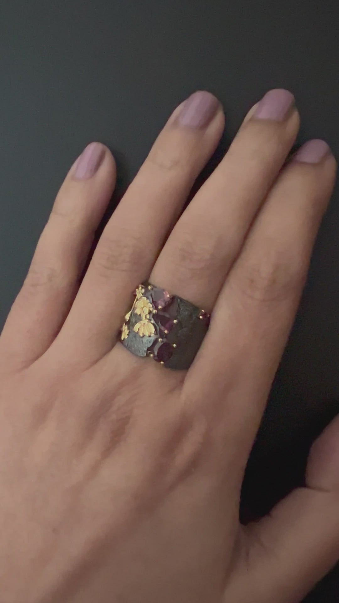 Designer Pure Silver Rhodolite Ring