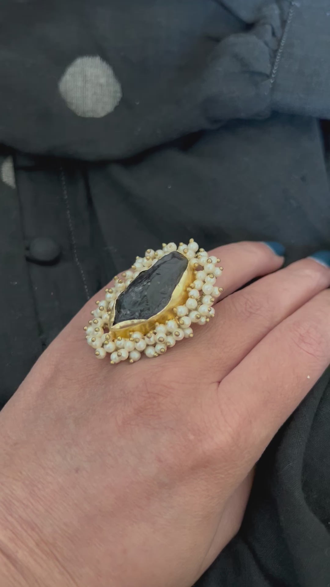 Pearl Cluster Druzy Gemstone Ring