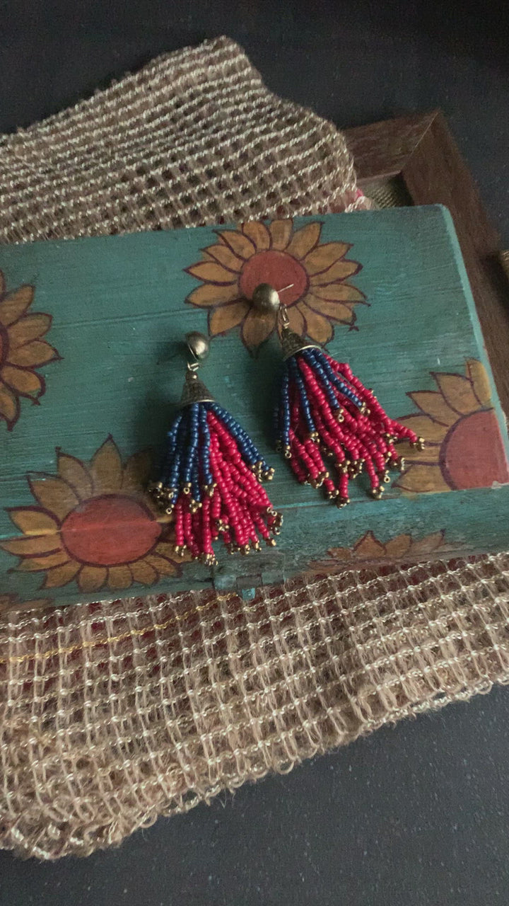 Stylish Red and Blue Danglers