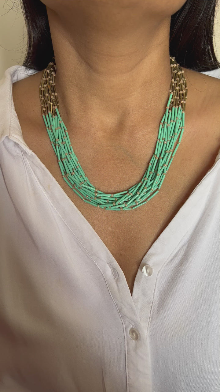 Beaded Necklace with Studs