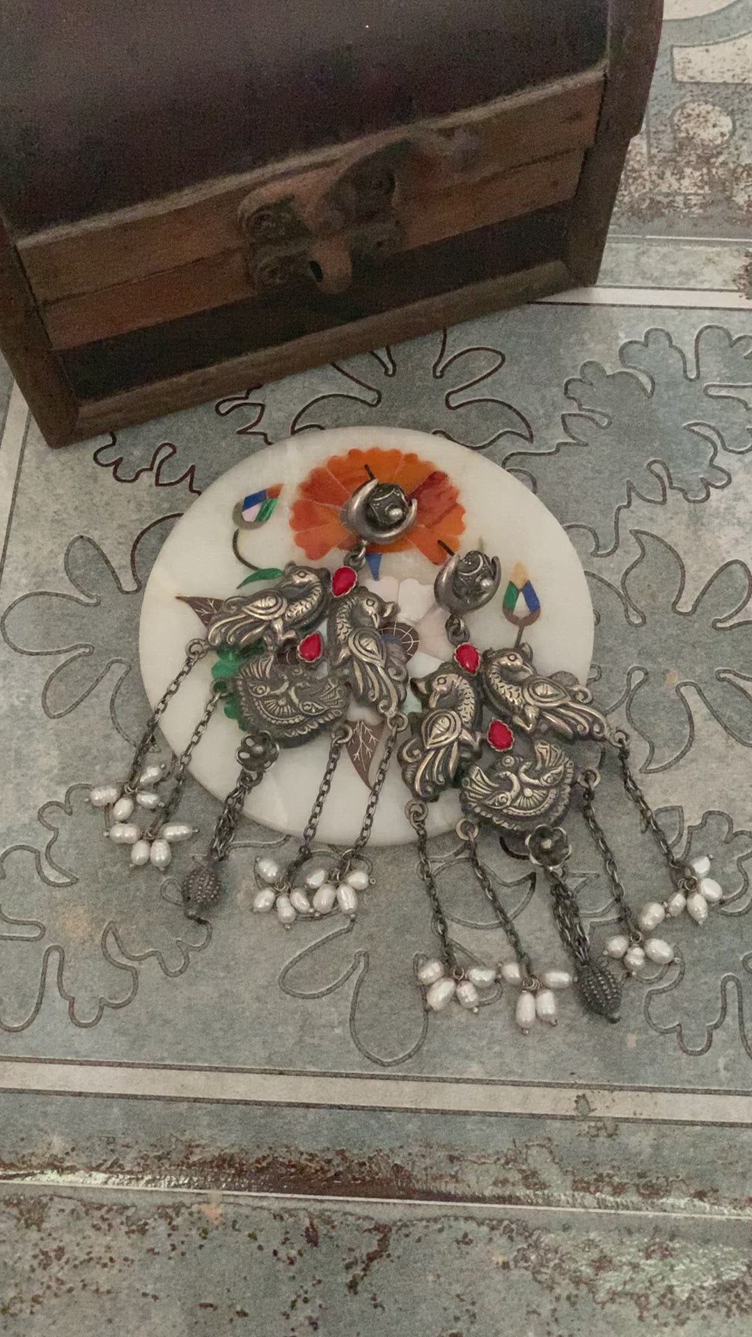 Twin Peacock Pure 925 Silver Earrings