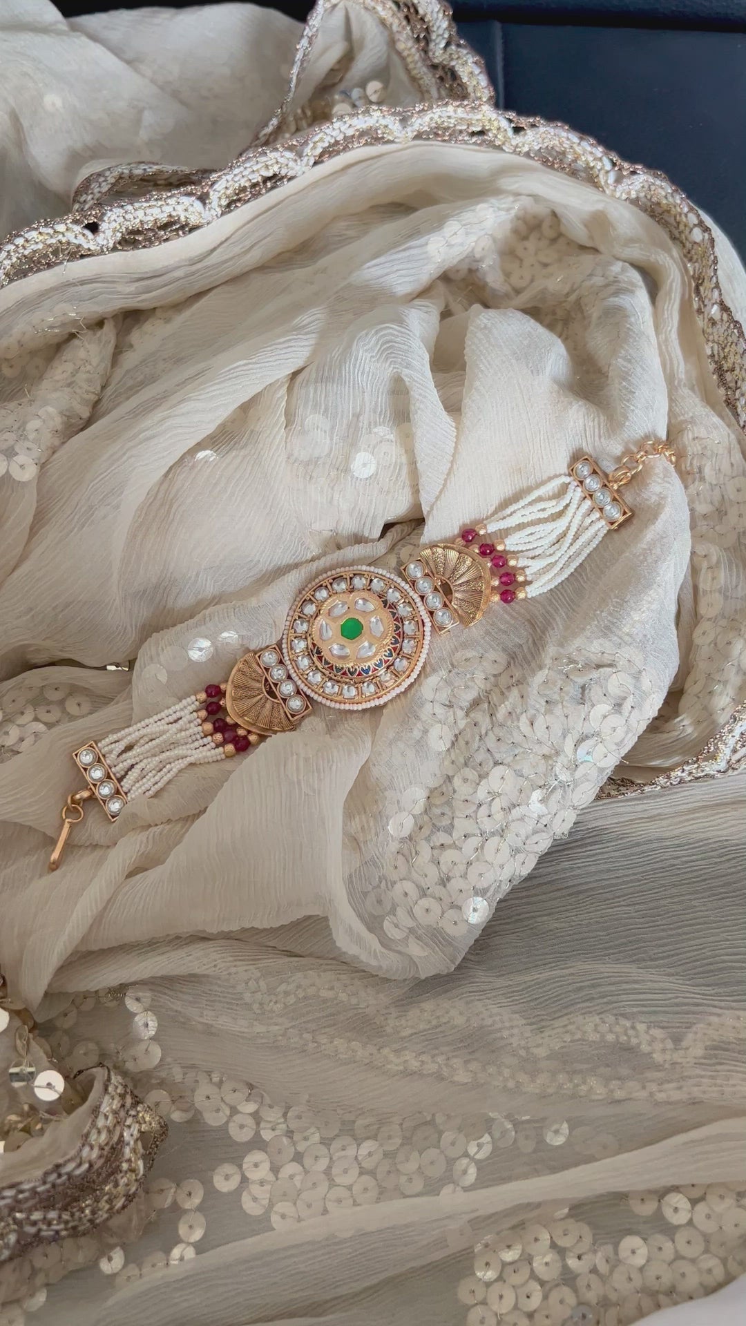 Pearls and Gold Kundan Bracelet