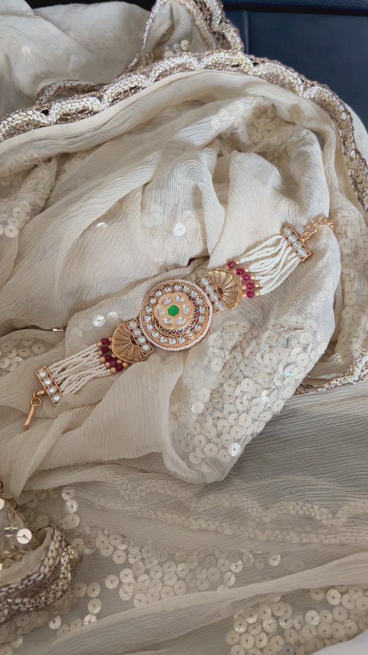 Pearls and Gold Kundan Bracelet