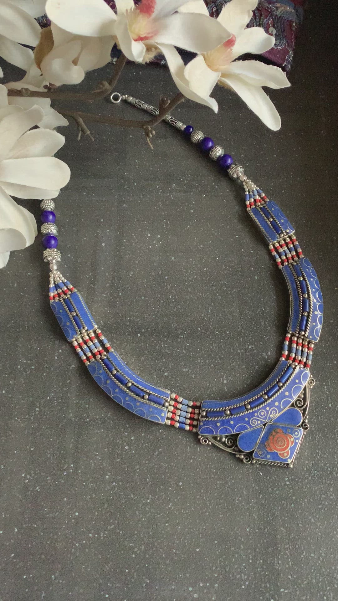 Lapis Lazuli Silver Tone Necklace