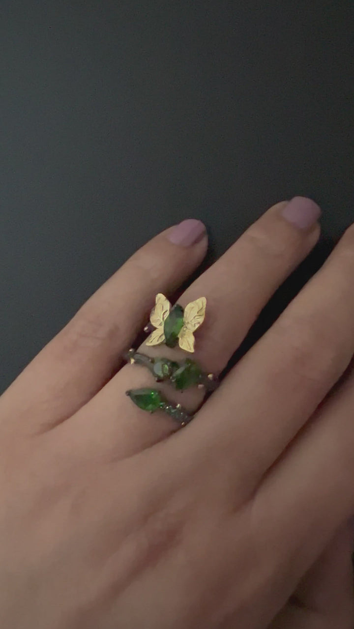 Designer Pure Silver Chrome Diopside Ring