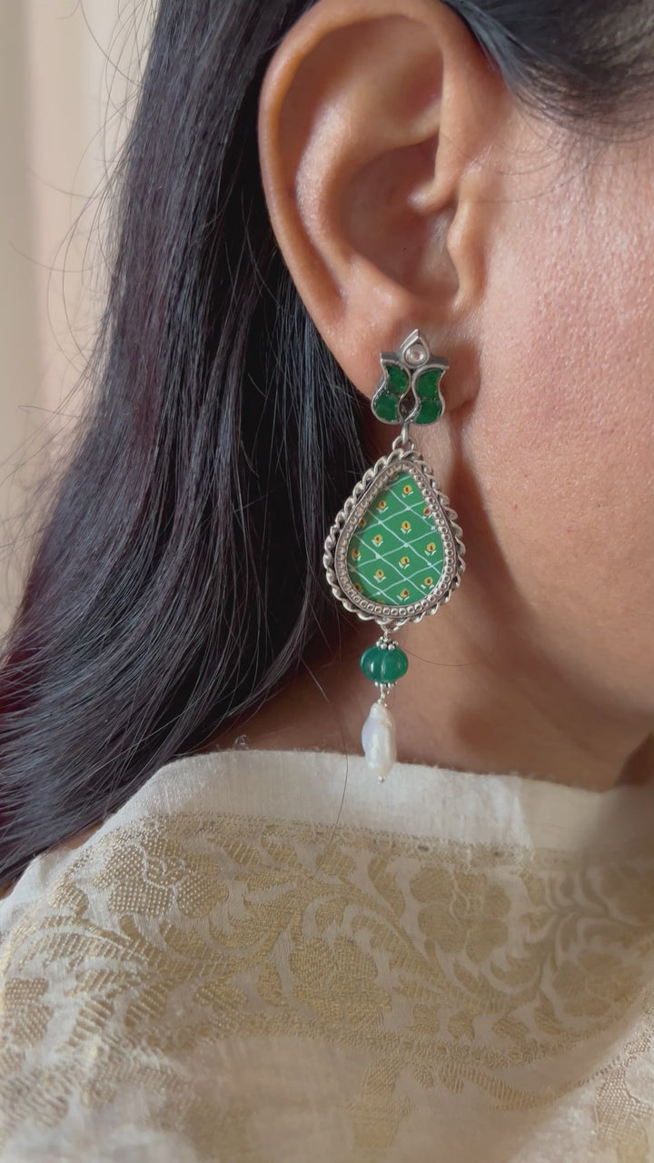 Statement Baroque and Onyx Pure 925 Silver Earrings