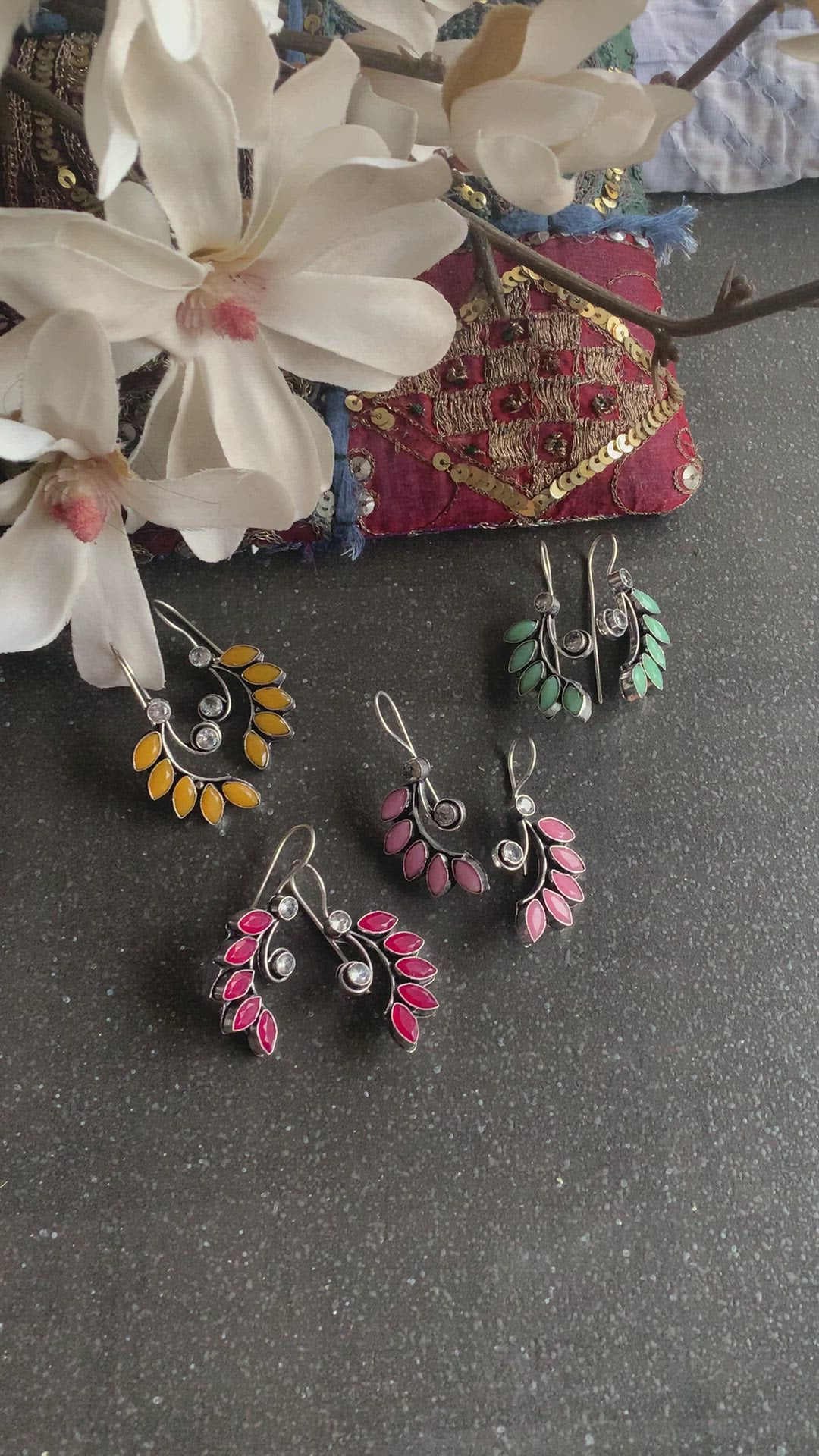 Leaf Shaped Stone Earrings