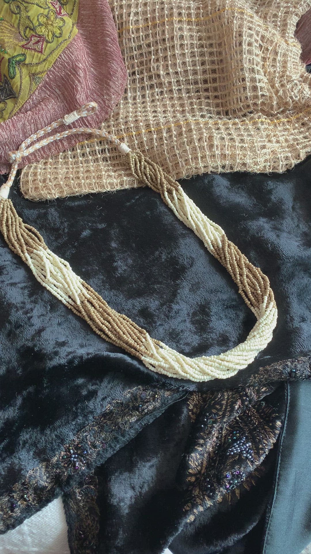 Beige and Cream Beaded Necklace