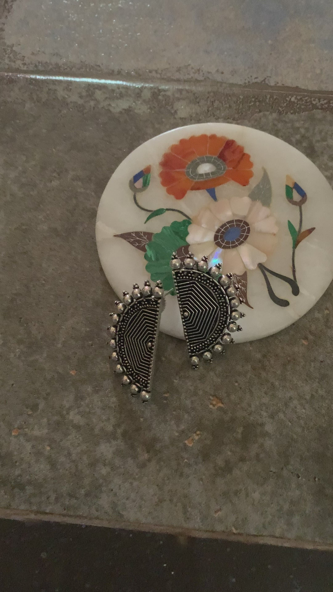 Semi Circle Crescent Stud Earrings