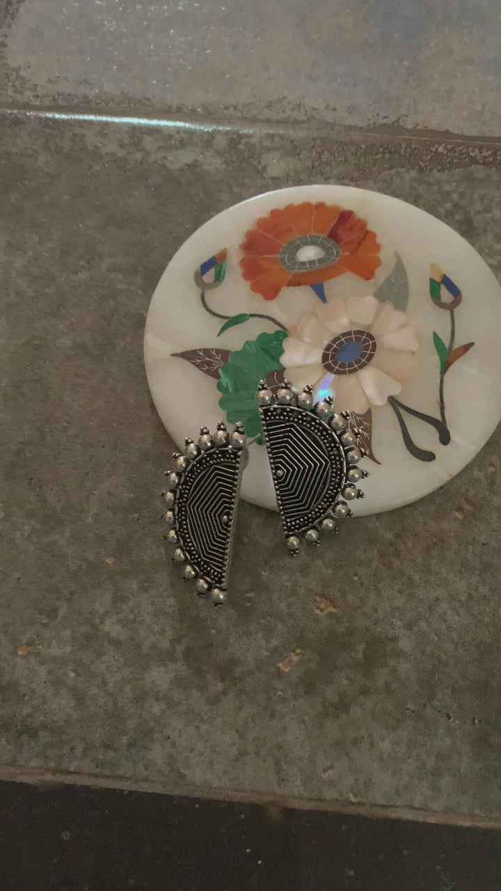 Semi Circle Crescent Stud Earrings