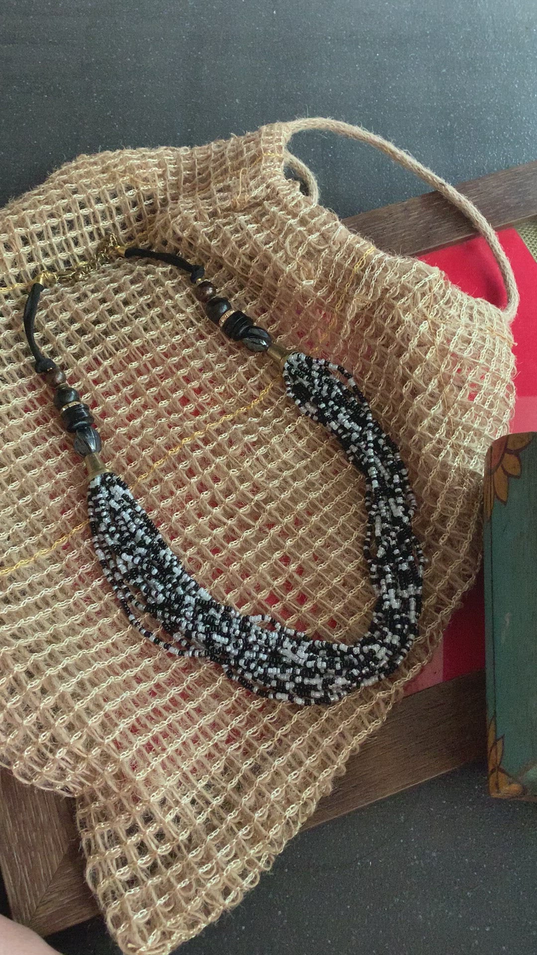 Black and white Beaded Necklace