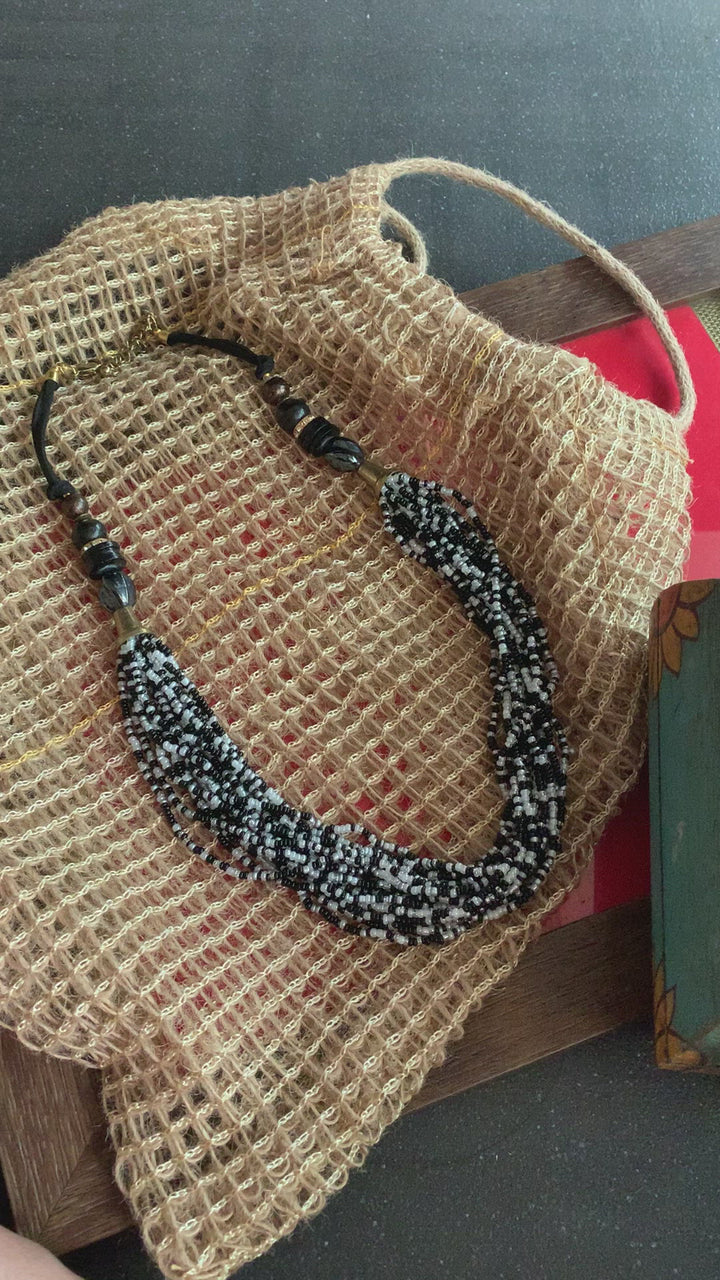 Black and white Beaded Necklace