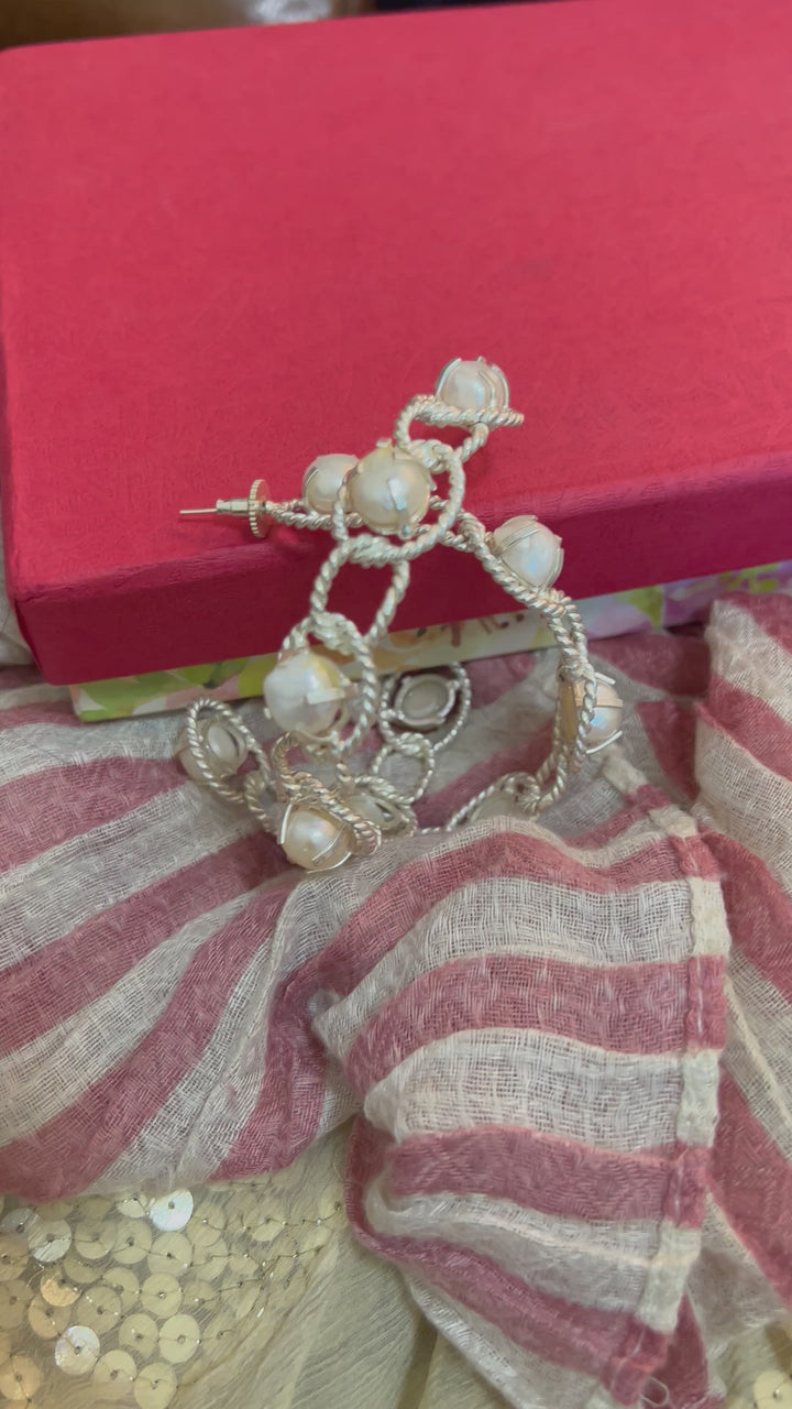 Classy Pearl Hoop Earrings