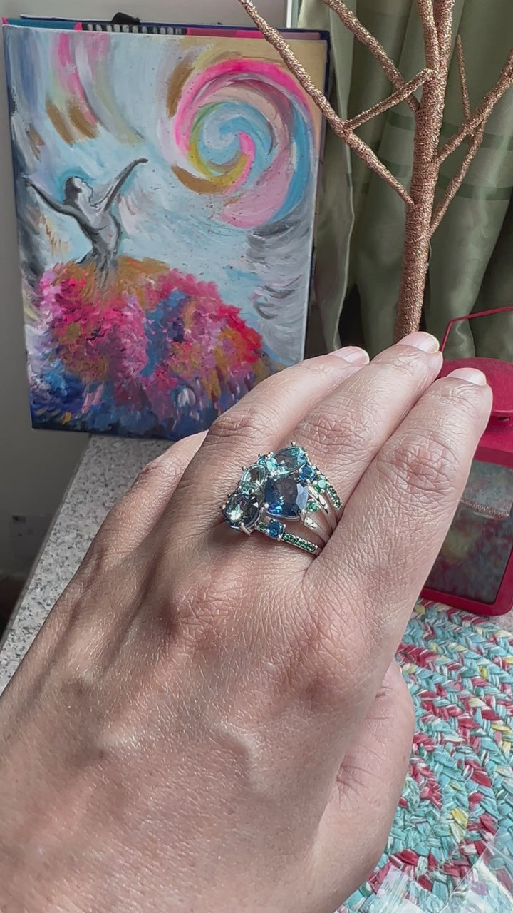 Designer Pure Silver Mystic Quartz Ring