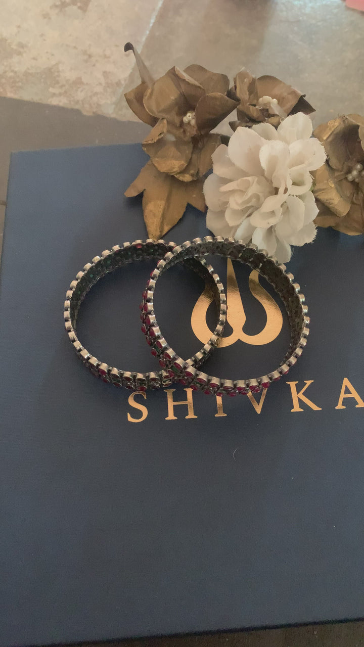 Statement Stone Bangles- Set of Two