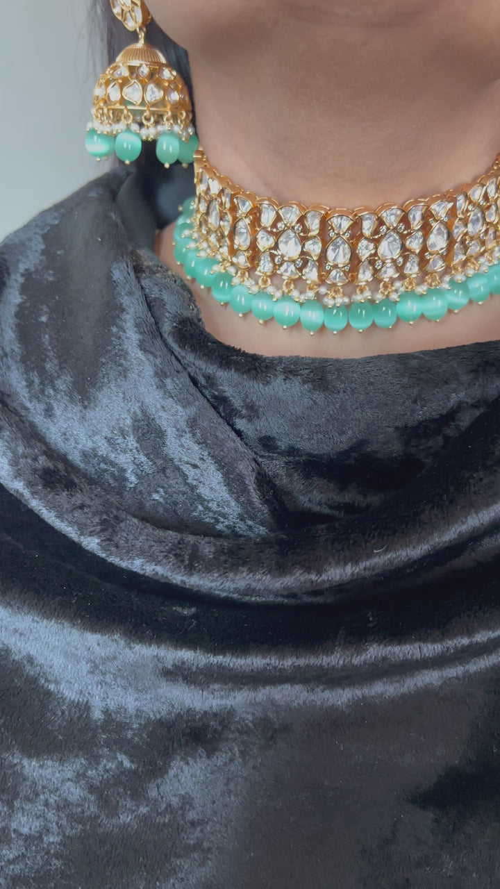 Beautiful Pearls and Kundan Choker with Statement Jhumka Earrings