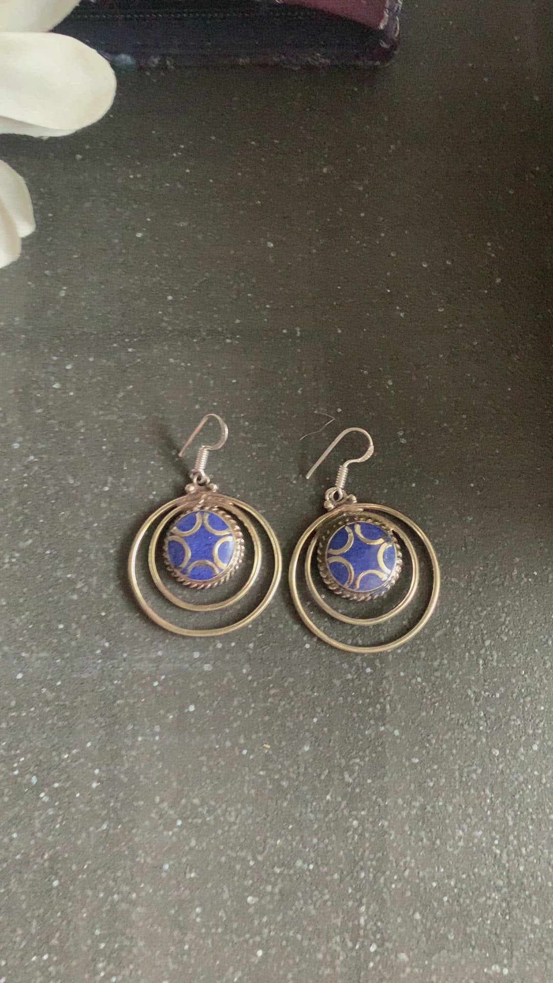 Spiral Lapis Blue Danglers