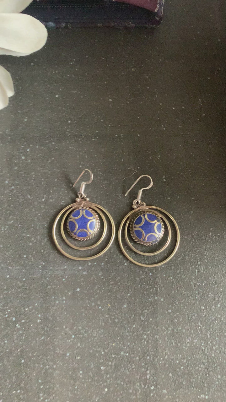 Spiral Lapis Blue Danglers
