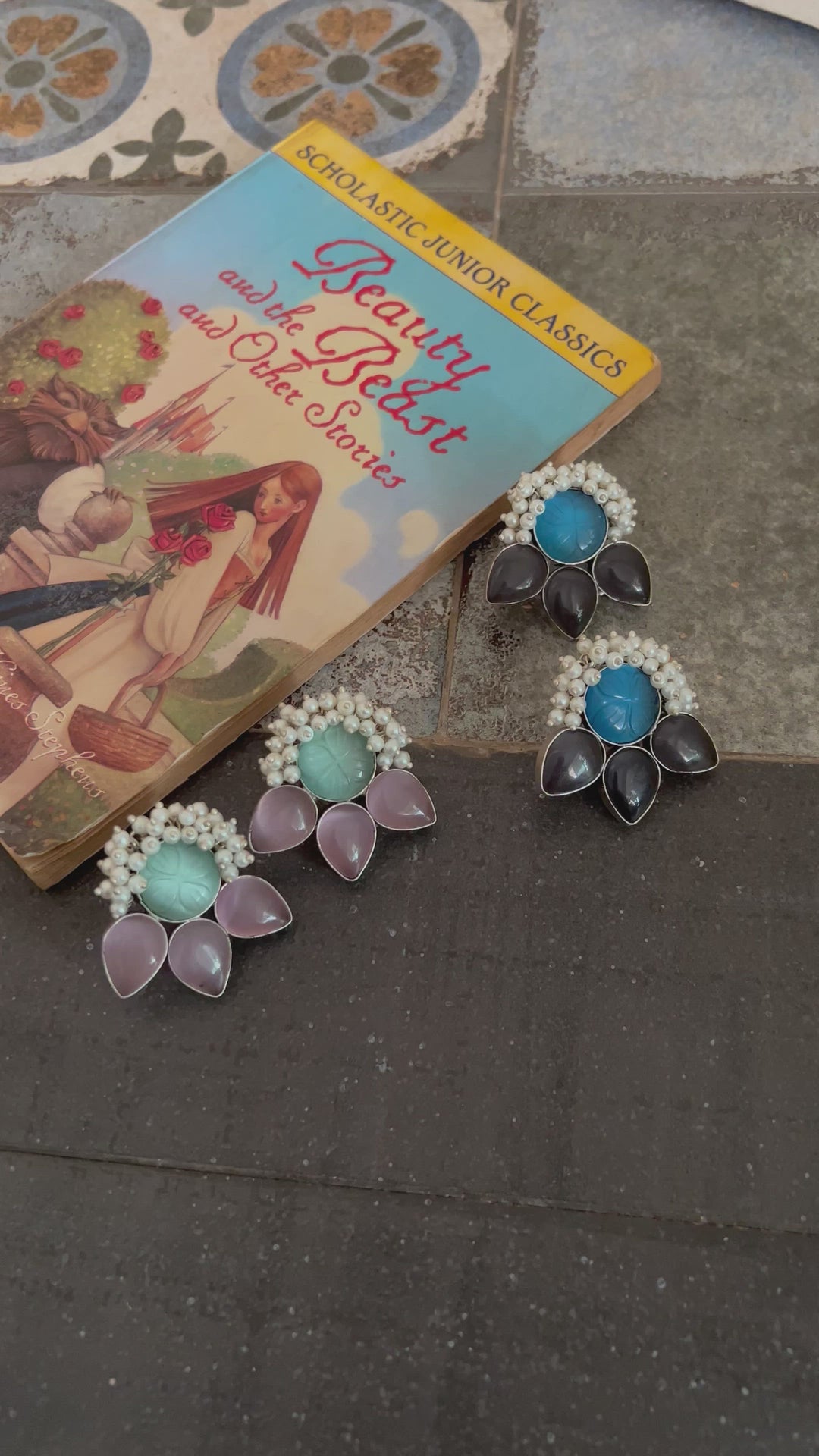 Carved Stone Bee Studs