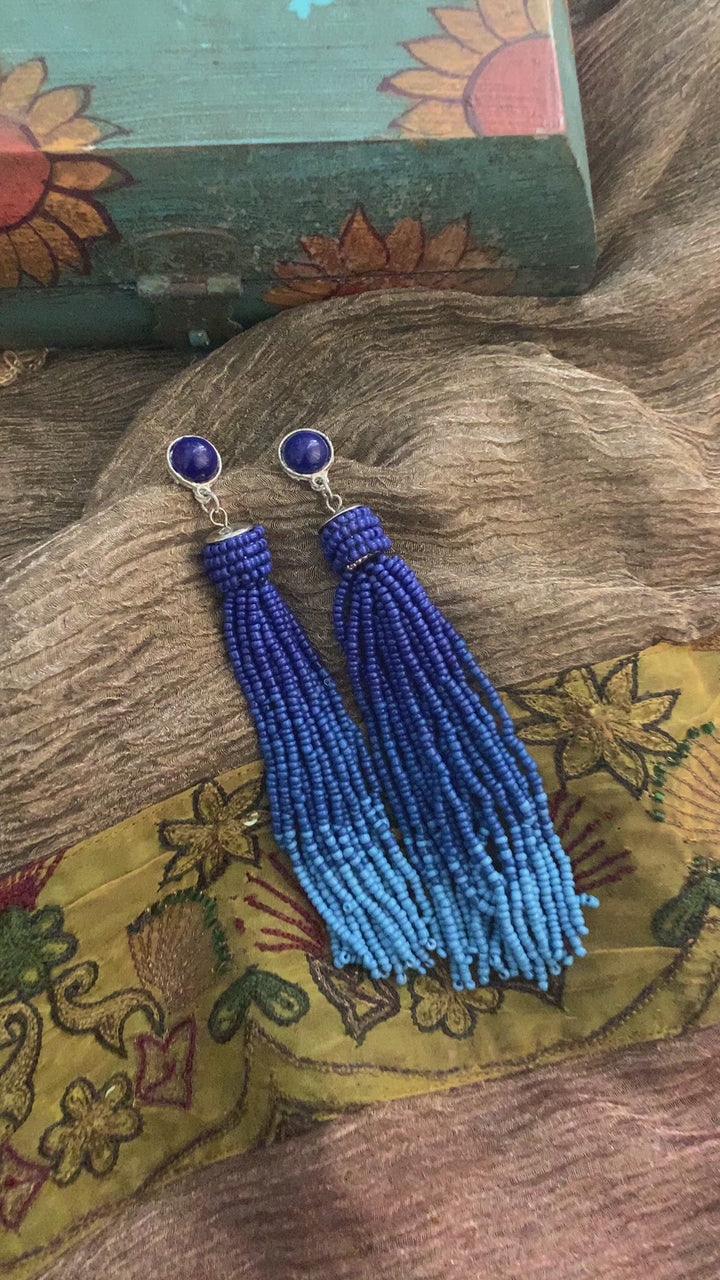 Lapis Blue Beaded Earrings