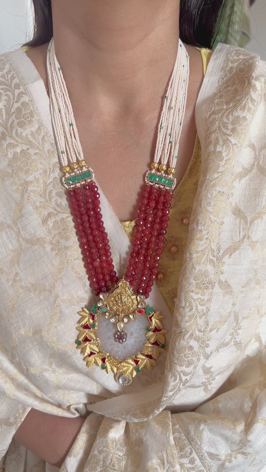 Statement Agate and Kundan Vintage Necklace