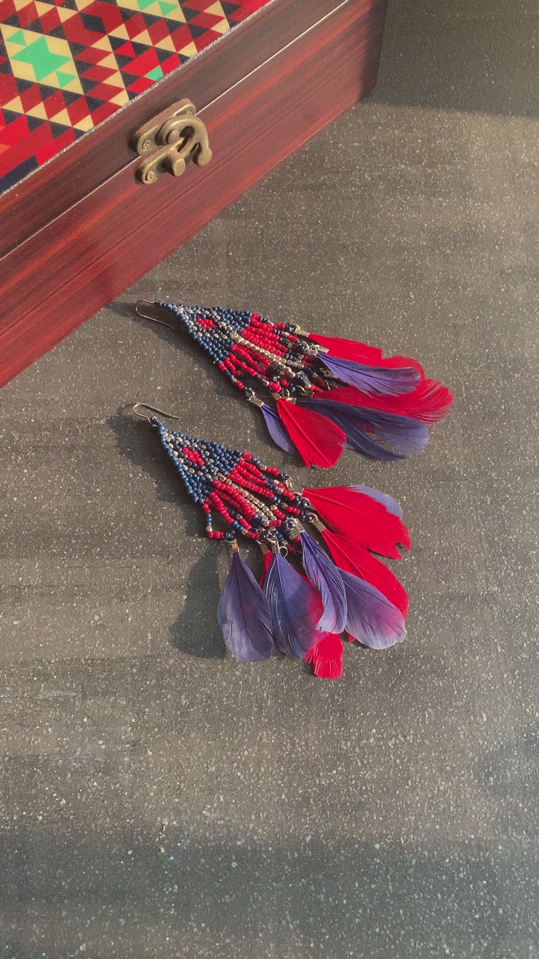 Beaded Feathers Earrings