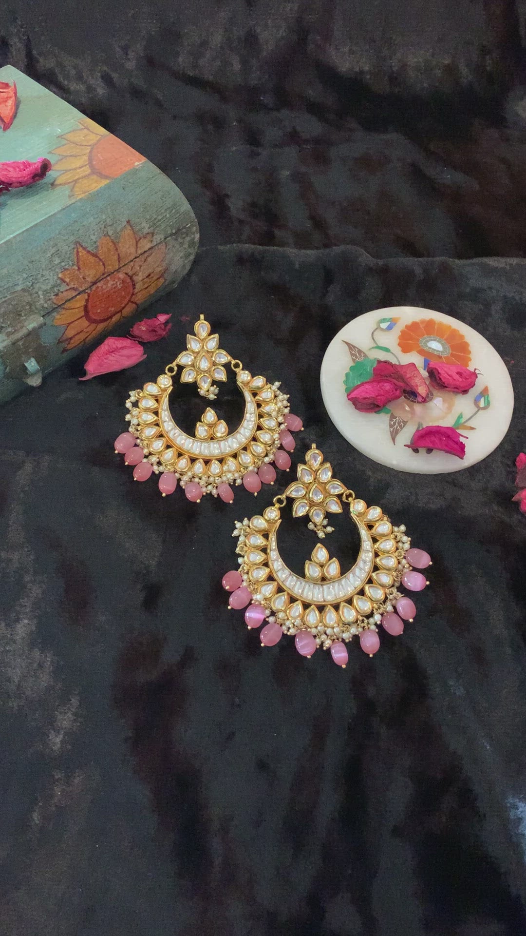 Pink Kundan Chandbaalis